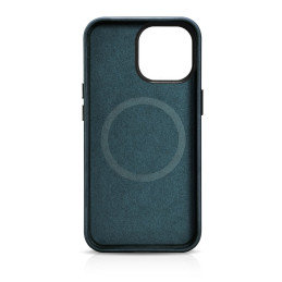 iCarer Oil Wax Premium Leather Case magnetinis odinis dėklas, skirtas iPhone 14 Pro Max su MagSafe tamsiai mėlyna spalva...