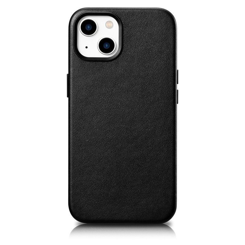 iCarer Case Odinis natūralios odos dėklas, skirtas iPhone 14 juodas (WMI14220705-BK) (suderinamas su MagSafe)