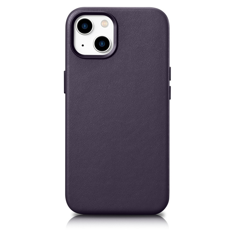 iCarer Case Odinis natūralios odos dėklas, skirtas iPhone 14 tamsiai violetinei spalvai (WMI14220705-DP) (suderinamas su...