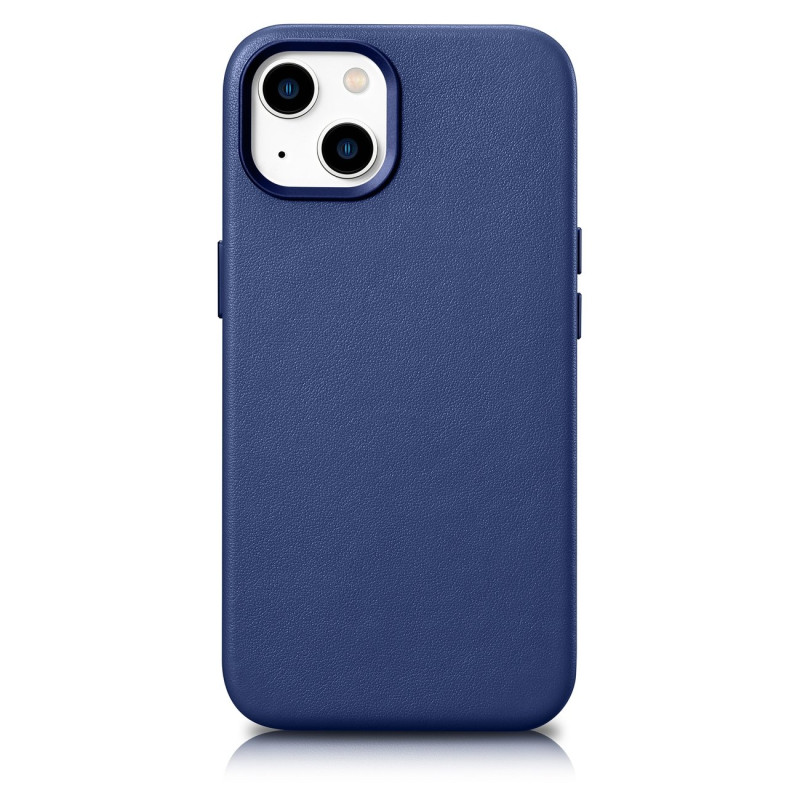 iCarer Case Odinis natūralios odos dėklas, skirtas iPhone 14 mėlynai (WMI14220705-BU) (suderinamas su MagSafe)