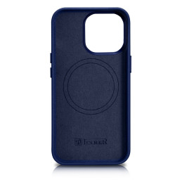 iCarer Case Odinis natūralios odos dėklas, skirtas iPhone 14 Pro mėlynas (WMI14220706-BU) (suderinamas su MagSafe)