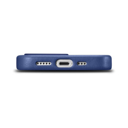 iCarer Case Odinis natūralios odos dėklas, skirtas iPhone 14 Pro mėlynas (WMI14220706-BU) (suderinamas su MagSafe)
