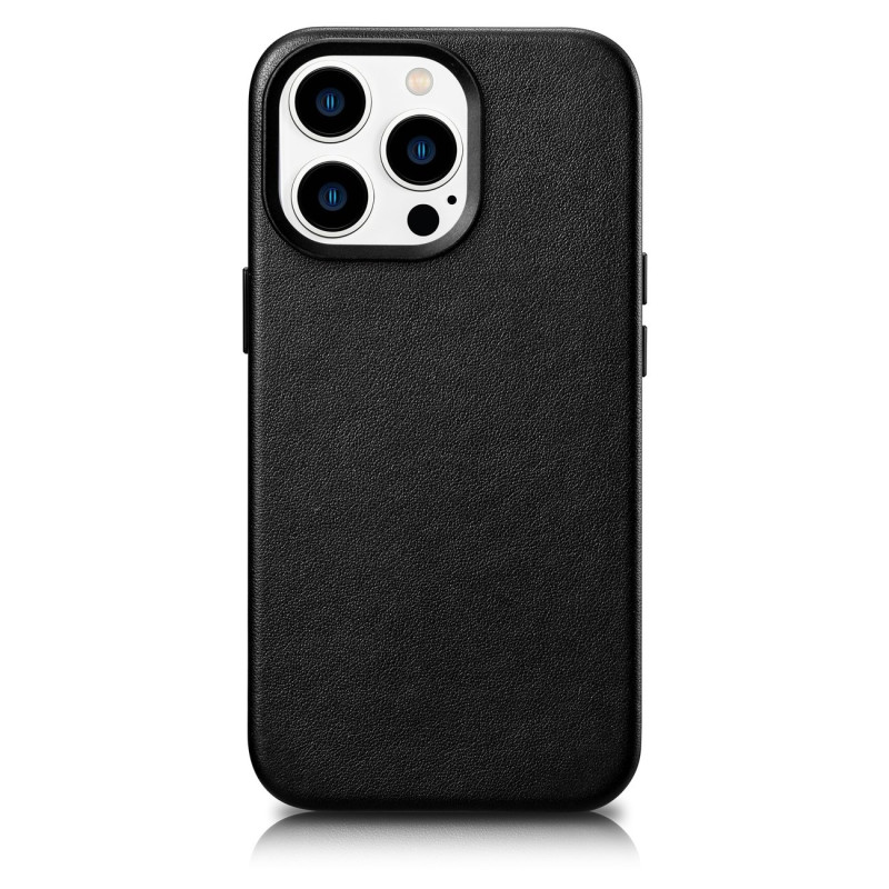 iCarer Case Odinis natūralios odos dėklas, skirtas iPhone 14 Pro Max juodas (WMI14220708-BK) (suderinamas su MagSafe)