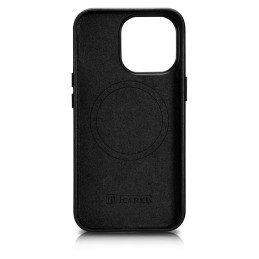 iCarer Case Odinis natūralios odos dėklas, skirtas iPhone 14 Pro Max juodas (WMI14220708-BK) (suderinamas su MagSafe)