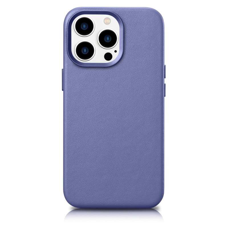 iCarer Case Odinis natūralios odos dėklas, skirtas iPhone 14 Pro Max šviesiai violetinis (WMI14220708-LP) (suderinamas s...