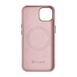 iCarer Litchi Premium Leather Case magnetinis odinis dėklas iPhone 14 su MagSafe rožine spalva (WMI14220709-PK)
