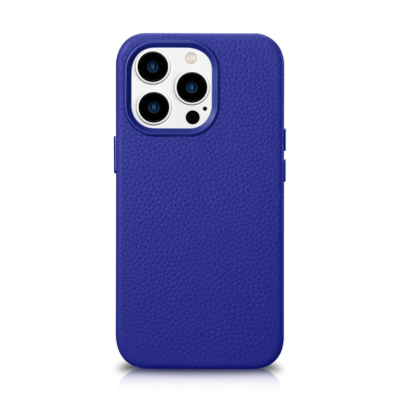 iCarer Litchi Premium Leather Case iPhone 14 Pro magnetinis odinis dėklas su MagSafe tamsiai mėlyna spalva (WMI14220710-...