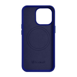 iCarer Litchi Premium Leather Case iPhone 14 Pro magnetinis odinis dėklas su MagSafe tamsiai mėlyna spalva (WMI14220710-...