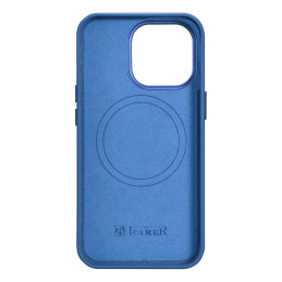 iCarer Litchi Premium odinis dėklas iPhone 14 Pro magnetinis odinis dėklas su MagSafe šviesiai mėlyna spalva (WMI1422071...