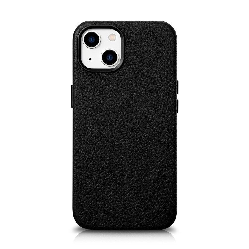 iCarer Litchi Premium Leather Case magnetinis odinis dėklas iPhone 14 Plus su MagSafe juodu (WMI14220711-BK)