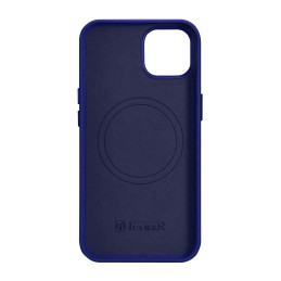 iCarer Litchi Premium odinis dėklas iPhone 14 Plus magnetinis odinis dėklas su MagSafe tamsiai mėlyna spalva (WMI1422071...