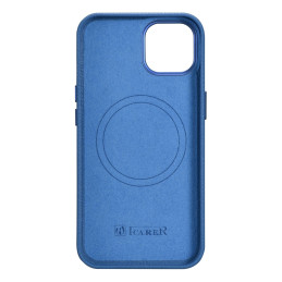 iCarer Litchi Premium odinis dėklas iPhone 14 Plus magnetinis odinis dėklas su MagSafe šviesiai mėlyna spalva (WMI142207...