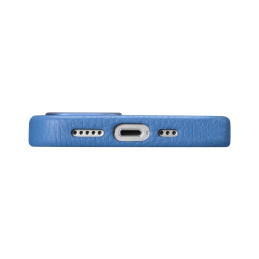 iCarer Litchi Premium odinis dėklas iPhone 14 Plus magnetinis odinis dėklas su MagSafe šviesiai mėlyna spalva (WMI142207...