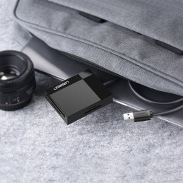 Ugreen CR125 SD / micro SD / CF / MS atminties kortelių skaitytuvas su USB 3.0 0,5 m laidu - juodas