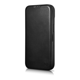 „iCarer CE Oil Wax Premium Leather Folio Case iPhone 14 Leather Flip Case Magnetic MagSafe Black (AKI14220705-BK)