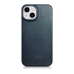 „iCarer CE Oil Wax Premium Leather Folio Case iPhone 14 Leather Flip Case Magnetic MagSafe Blue (AKI14220705-BU)
