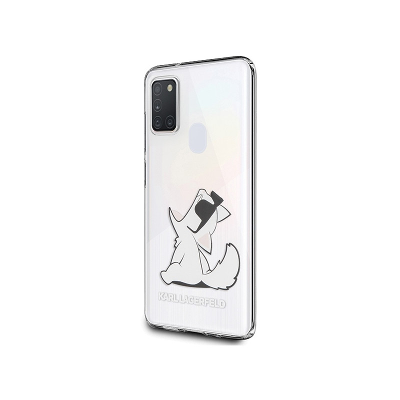 Karl Lagerfeld Choupette Fun dėklas Samsung Galaxy M21 - skaidrus