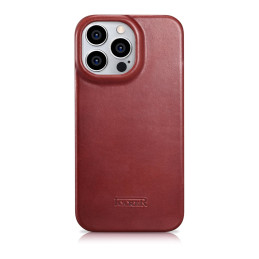 iCarer CE Oil Wax Premium Leather Folio Case iPhone 14 Pro odinis dėklas su apverčiamu magnetiniu MagSafe raudonu (AKI14...