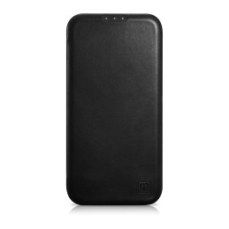 „iCarer CE Oil Wax Premium Leather Folio Case iPhone 14 Plus“ odinis atverčiamas dėklas Magnetic MagSafe Black (AKI14220...