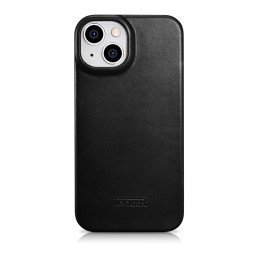 „iCarer CE Oil Wax Premium Leather Folio Case iPhone 14 Plus“ odinis atverčiamas dėklas Magnetic MagSafe Black (AKI14220...