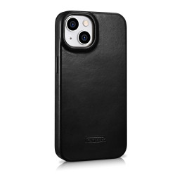 „iCarer CE Oil Wax Premium Leather Folio Case iPhone 14 Plus“ odinis atverčiamas dėklas Magnetic MagSafe Black (AKI14220...
