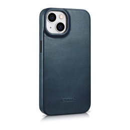 „iCarer CE Oil Wax Premium Leather Folio Case iPhone 14 Plus“ odinis atverčiamas dėklas Magnetic MagSafe Blue (AKI142207...