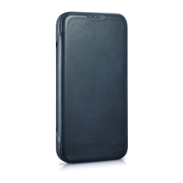 „iCarer CE Oil Wax Premium Leather Folio Case iPhone 14 Plus“ odinis atverčiamas dėklas Magnetic MagSafe Blue (AKI142207...