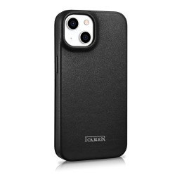 iCarer CE Premium odinis folijos dėklas iPhone 14 odinis atverčiamas dėklas magnetinis MagSafe juodas (WMI14220713-BK)