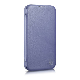iCarer CE Premium Leather Folio Case iPhone 14 Odinis atverčiamas dėklas Magnetic MagSafe šviesiai violetinis (WMI142207...