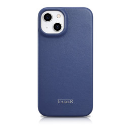 iCarer CE Premium Leather Folio Case iPhone 14 Odinis atverčiamas dėklas Magnetic MagSafe Blue (WMI14220713-BU)