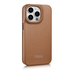 „iCarer CE Premium“ odinis folijos dėklas „iPhone 14 Pro“ odinis atverčiamas dėklas, magnetinis „MagSafe Brown“ (WMI1422...