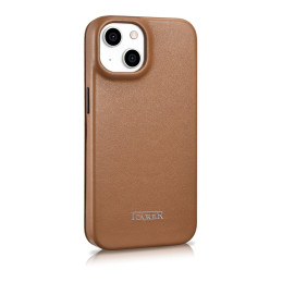 „iCarer CE Premium“ odinis folijos dėklas „iPhone 14 Plus“ odinis atverčiamas dėklas, magnetinis „MagSafe Brown“ (WMI142...