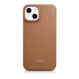 „iCarer CE Premium“ odinis folijos dėklas „iPhone 14 Plus“ odinis atverčiamas dėklas, magnetinis „MagSafe Brown“ (WMI142...