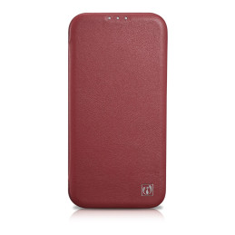 „iCarer CE Premium Leather Folio Case iPhone 14 Plus“ odinis dėklas su apverčiamu magnetiniu „MagSafe“ raudonu (WMI14220...