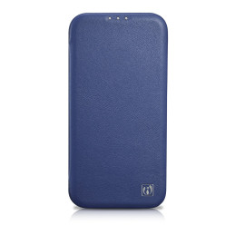 „iCarer CE Premium“ odinis folijos dėklas „iPhone 14 Plus“ odinis atverčiamas dėklas, magnetinis „MagSafe Blue“ (WMI1422...