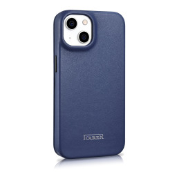 „iCarer CE Premium“ odinis folijos dėklas „iPhone 14 Plus“ odinis atverčiamas dėklas, magnetinis „MagSafe Blue“ (WMI1422...