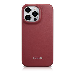 „iCarer CE Premium Leather Folio Case iPhone 14 Pro Max“ odinis dėklas su apverčiamu magnetiniu „MagSafe Red“ (WMI142207...