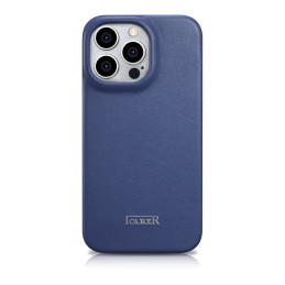 „iCarer CE Premium Leather Folio Case iPhone 14 Pro Max“ odinis dėklas su apverčiamu magnetiniu „MagSafe Blue“ (WMI14220...