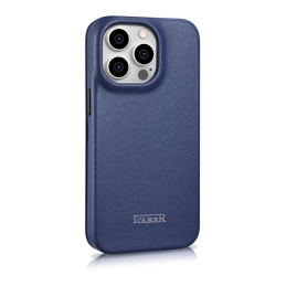 „iCarer CE Premium Leather Folio Case iPhone 14 Pro Max“ odinis dėklas su apverčiamu magnetiniu „MagSafe Blue“ (WMI14220...