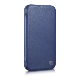 „iCarer CE Premium Leather Folio Case iPhone 14 Pro Max“ odinis dėklas su apverčiamu magnetiniu „MagSafe Blue“ (WMI14220...