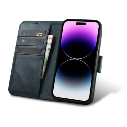 „iCarer Oil Wax Wallet Case“ 2 viename „iPhone 14 Pro Case“ odinis atverčiamas dangtelis, anti-RFID mėlynas (WMI14220722...