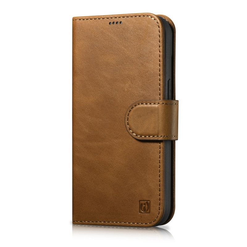 „iCarer Oil Wax Wallet Case“ 2 viename „iPhone 14 Pro Max“ odinis atverčiamas dangtelis, apsaugantis nuo RFID rudos spal...