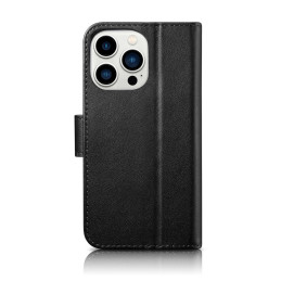 „iCarer“ piniginės dėklas 2 viename „iPhone 14 Pro Case“ odinis atverčiamas dangtelis, apsaugantis nuo RFID, juodas (WMI...