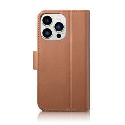 „iCarer“ piniginės dėklas 2 viename „iPhone 14 Pro“ dėklas, odinis atverčiamas dangtelis, apsaugantis nuo RFID rudas (WM...