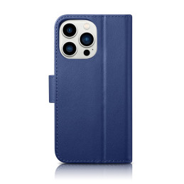 „iCarer“ piniginės dėklas 2 viename „iPhone 14 Pro“ dėklas, odinis atverčiamas dangtelis, anti-RFID mėlynas (WMI14220726...