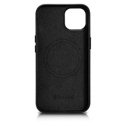 iCarer Case Odinis natūralios odos dėklas iPhone 14 Plus juodas (suderinamas su MagSafe)