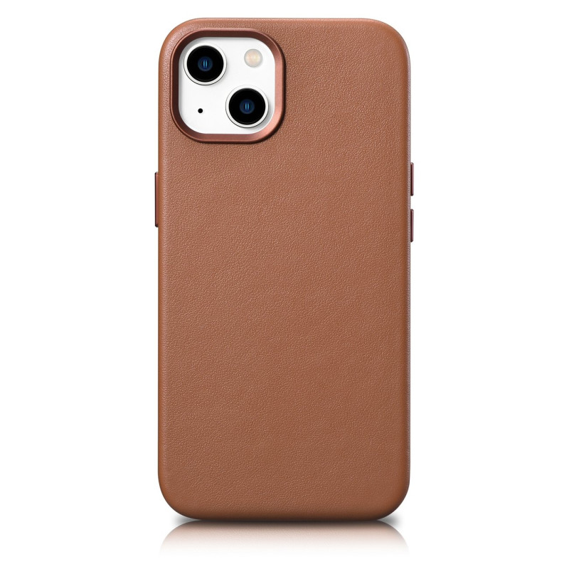 iCarer Case Odinis dangtelis iš natūralios odos skirtas iPhone 14 Plus rudas (suderinamas su MagSafe)