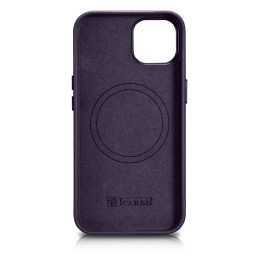 iCarer Case Odinis natūralios odos dėklas, skirtas iPhone 14 Plus tamsiai violetinis (suderinamas su MagSafe)