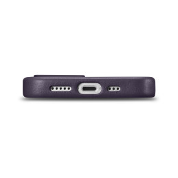 iCarer Case Odinis natūralios odos dėklas, skirtas iPhone 14 Plus tamsiai violetinis (suderinamas su MagSafe)