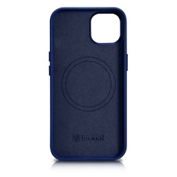 iCarer Case Odinis dangtelis iš natūralios odos skirtas iPhone 14 Plus mėlynai (suderinamas su MagSafe)